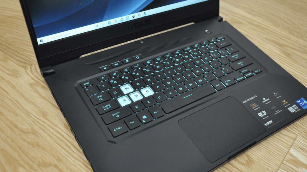 Asus TUF F15 FX506HC Review keyboard